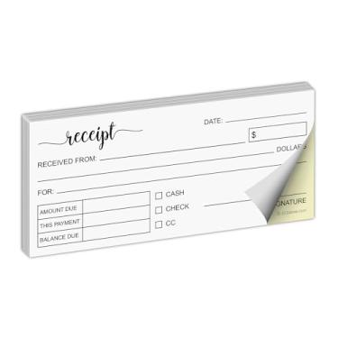 Imagem de 321Done Livro de recibos, feito nos EUA - 2,75 x 15 tamanho de bolso, 2 partes, sem carbono, bonito formulário de pedido de cópia duplicada portátil para boutique de artesanato - 50 conjuntos
