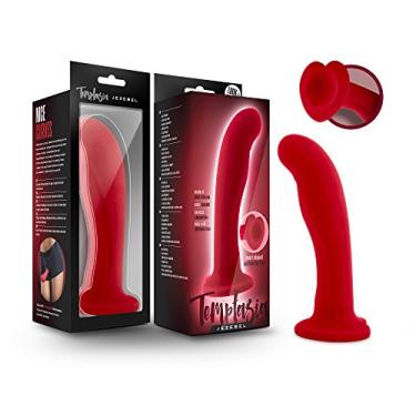 Imagem de Blush Temptasia Jezebel Dildo de silicone de 15 cm - Pênis de textura aveludada pequeno curvo G e P - Anal carmesim curado com platina e pau de fantasia - Brinquedo sexual adulto para mulheres, homens