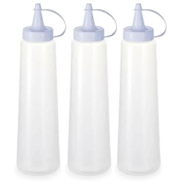 Imagem de Kit 3 Bisnagas Plásticas Grandes 400ml para Molhos Maionese Plasvale Lanchonete Bar