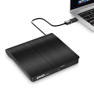 Imagem de AMIR Unidade externa de CD DVD, gravador de CD USB 3.0 e tipo C, unidade portátil de CD DVD +/-RW, leitor de DVD para laptop, notebook, PC, desktop