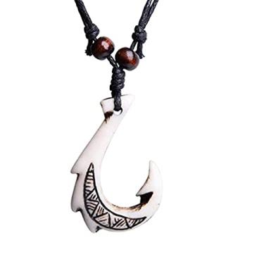 Imagem de Pingyongchang H&Z Pingente de anzol havaiano corrente ajustável de cânhamo - colar tribal maori, Zinco, Sem Pedra Preciosa
