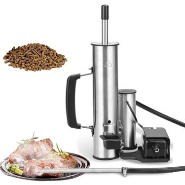 Imagem de Gerador de fumaça ao ar livre, defumador elétrico de aço inoxidável, tubo de fumaça para defumador de pellets, fumantes quentes/frios com bomba de ar de volume de fumaça ajustável, perfeito para fumar