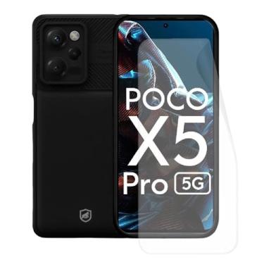 Imagem de Kit Capa Case Capinha Symetric Preta e Película Hydrogel HD para Xiaomi Poco X5 Pro - Gshield