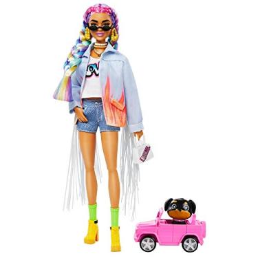 Imagem de Barbie Fashionista Extra Tranças de Arco íris, Multicolorido