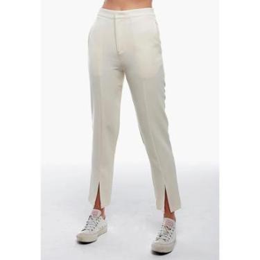 Imagem de Calça Social Off White Feminina Alfaiataria com Elastano e Bolsos Sob-Feminino