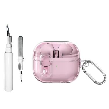 Imagem de [3 em 1] Capa TSVSXS Lock compatível com Samsung Galaxy Buds3 Pro/Galaxy Buds3 (2024) com kit de limpeza e chaveiro, capa protetora de carregamento sem fio transparente à prova de choque