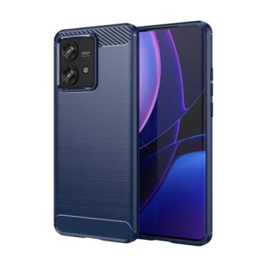 Imagem de EUAGVQY Capa para Moto Edge 40 Neo com TPU macio de fibra de carbono fosco, antiderrapante, durável, leve, protetora para celular para Motorola Edge 40 Neo, azul