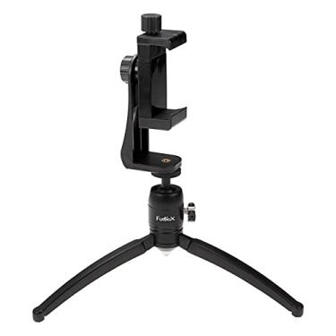 Imagem de Fotodiox Kit adaptador de montagem de tripé para celular – Braçadeira universal ajustável de suporte de tripé para smartphones (5,6 cm - 10,2 cm de largura) com mini tripé de cabeça esférica de mesa