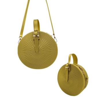 Imagem de Bolsa Silicone Redonda Reforçada Tiracolo Ombro Casual Praia (Amarelo)