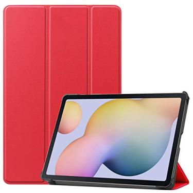 Imagem de Kepuch Couro-PU Capas Bolsas Estojos para Samsung Galaxy Tab S7 T870 T875 - Vermelho