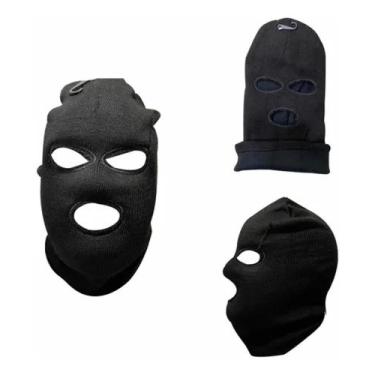 Imagem de Kit 03 Touca Capuz Ninja 3 Furos Motociclista Militar Lã - Touca Ninja