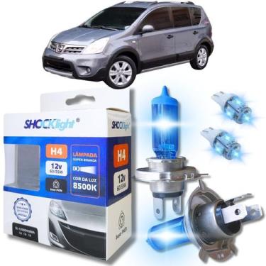 Imagem de Kit par lâmpadas super branca conector h4 8500k shocklight + par leds 
