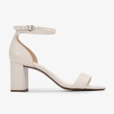 Imagem de Sandália Salto Bloco em Couro Off White Loucos e Santos-Feminino