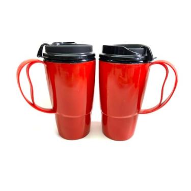 Imagem de GAMA Electronics Thermoserv Caneca clássica de 473 ml com isolamento térmico para posto de gasolina (vermelho/vermelho pacote com 2)