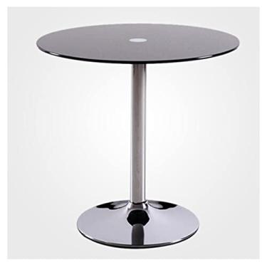 Imagem de Mesa de bar alta mesa de bistrô redonda de vidro com pedestal mesa de jantar de cozinha de vidro 60/70/80 cm circular moderna 2-4 lugares mesa bistrô base cromada