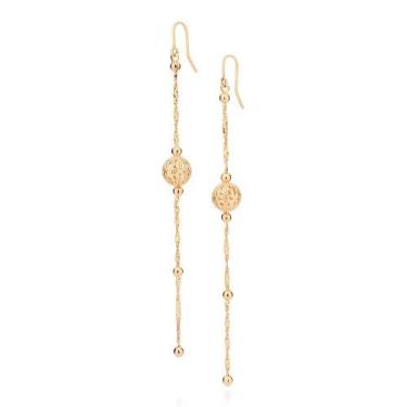 Imagem de Brincos banhado ouro 3x 24k 18k e 22k femininos grandes corrente romma
