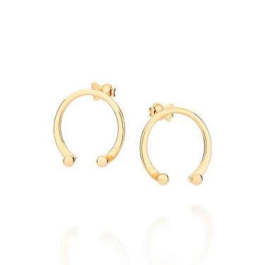 Imagem de Brincos banhado ouro 3x 24k 18k e 22k feminino rommanel ferradura com 