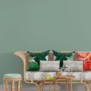 Imagem de Papel de Parede Adesivo Revestimento Liso Verde Musgo Claro 1m - Leliz