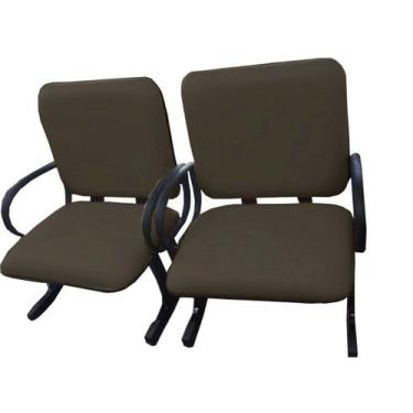 Imagem de 02 Cadeiras para Escritório para Obesos até 250kg Marrom - Design Offi