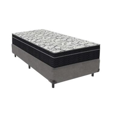 Imagem de Cama Box Solteiro Cinza e Colchão Airtech 150 D45 Ortobom