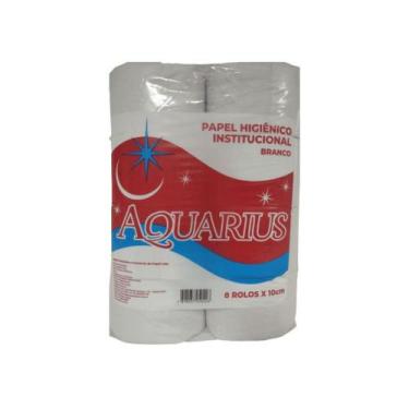 Imagem de Papel Higiênico Rolão Branco Folha Simples Fardo com 8 Rolos Aquarius 