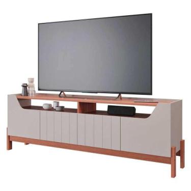 Imagem de Rack Bancada para TV 100% MDF Moema Permóbili Off White/Cinamomo - Per