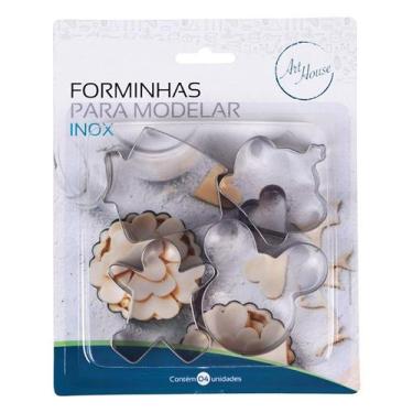 Imagem de Forminhas Cortador Biscoito Kit 4 Peças Cookies Molde Inox - Art House
