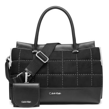 Imagem de Calvin Klein Bolsa Bianca com compartimento triplo, Preta/prata acolchoada, One Size