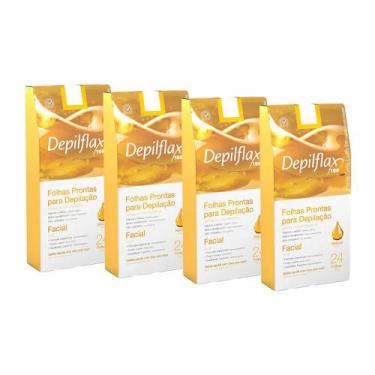 Imagem de 4cx Folhas Prontas Depilação Facial Depilflax Natural 24un