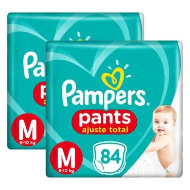 Imagem de Kit 168 Fralda Pampers Pants Ajuste Total Top Tamanho M