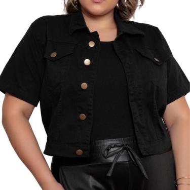 Imagem de Camisa cropped jeans plus size - La Rosa Flor, Preto, Sarja, G1