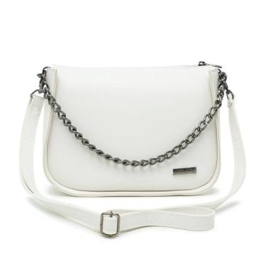 Imagem de Bolsa Média Crossbody Transversal Alça Ajustável Corrente Branco - Veg