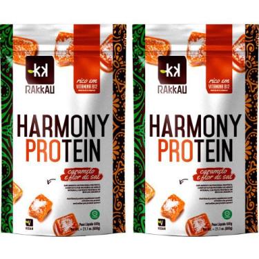 Imagem de Kit 2 Harmony Protein Caremelo Flor Sal Rakkau 600g - Vegano