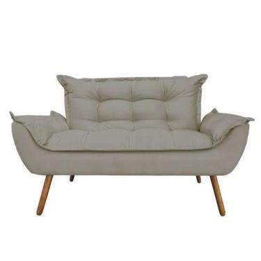 Imagem de Namoradeira Decorativa Opala Sala de Estar Tecido Suede Cinza Claro Ki