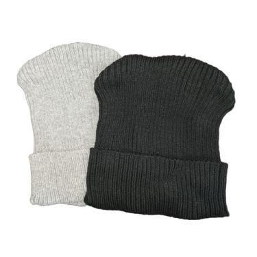 Imagem de Gorro Touca De Lã Kit 2 Un. Masculino Feminino Tampa Frio, Preto, Cinz