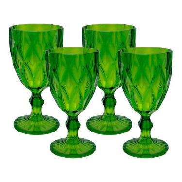 Imagem de Jogo 4 Taças de Acrílico Verde Diamond Diamante Festa Piscina Plástico