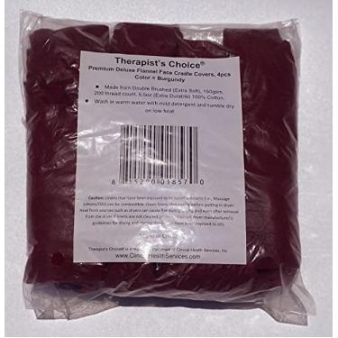 Imagem de Therapist's Choice® Capas de descanso de rosto de flanela premium, para almofadas de rosto de mesa de massagem, inclui 4 capas de descanso de rosto ajustadas (capas de descanso de rosto bordô, 4