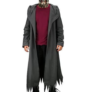 Imagem de CUSFULL Fantasia masculina Creepers casaco trench coat com capa vermelha, roupa assustadora para o Dia das Bruxas, Vermelho, GG