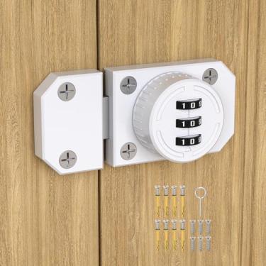 Imagem de Fechadura de armário sem chave, fechadura mecânica de combinação de 3 dígitos, fechadura de gaveta de liga de zinco com parafusos para porta unidirecional, porta de celeiro, armário, fechadura de