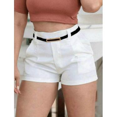 Imagem de Short Alfaiataria Cinto Bolso Tendência Feminino Zara - estacaomix, Br