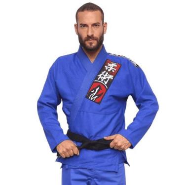 Imagem de Kimono Jiu Jitsu Trançado Reforçado Naja Tradição Qualidade, Azul, A3