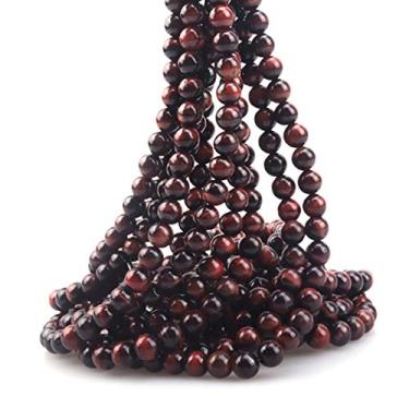 Imagem de ICAI Beads Miçangas redondas soltas de pedra preciosa olho de tigre vermelho natural de 10 mm para fazer joias, artesanato, design 1 fio de 38 cm APPR.34-36 peças
