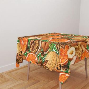 Imagem de Toalha De Mesa Quadrada 4 Lugares Tecido Oxford Frutas e Castanhas TL3