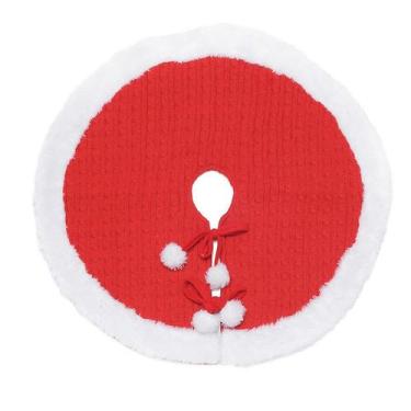 Imagem de Saia Para Árvore - Pompom - Vermelho/Branco - 90cm - 1 unidade - Cromu
