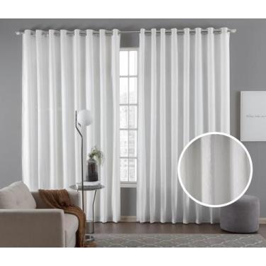 Imagem de Cortina Tecido Linho 4,00M De Largura X 2,40M De Altura Branco Para Sa