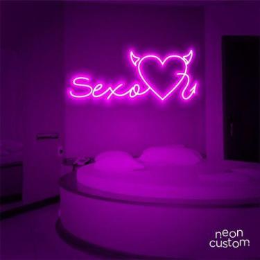 Imagem de luminaria letreiro Neon Led Sexo 02 100x40 luminoso decoração p/ selfi