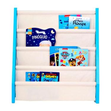 Imagem de Rack Para Livros Infantil, Standbook Montessoriano Azul - Curumim Kids