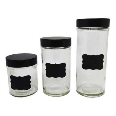 Imagem de Conjunto Pote De Vidro Com Adesivo Lousa 3pcs Wincy - Kadê