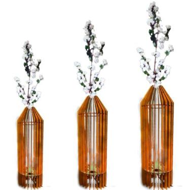 Imagem de Vaso de Chão Decorativo Grande MDF PENEDO - CORALISA, MDF CRU, Kit com