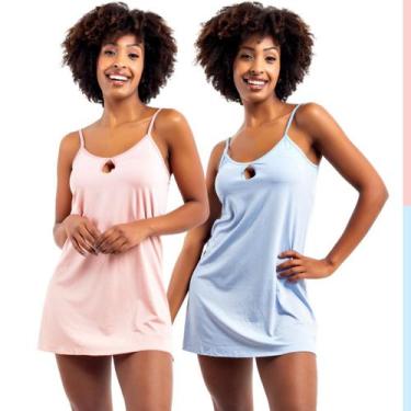 Imagem de Kit 2 Camisolas Curta de Dormir Pijama Feminino sem Bojo - Viére, GG, 